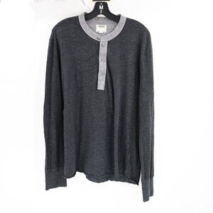 Todd Snyder henley Mens large Long Sleeve pullover Cotton Casual chambray trim